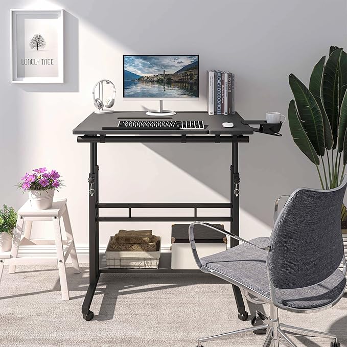 Mobile Standing Desk, Adjustable Rolling Computer Desk - Image 9