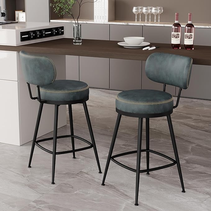 Counter Height Bar Stools, Faux Leather Kitchen Counter Stools by ErdoruLiving
