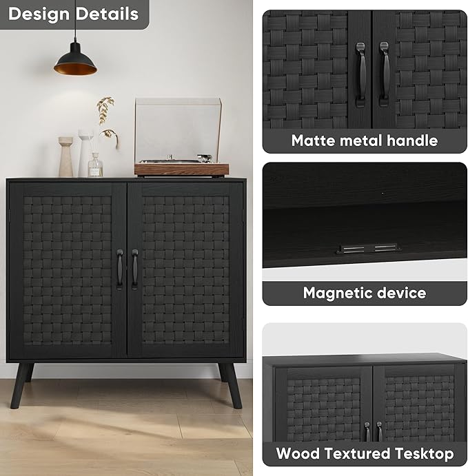 Smuxee Black Sideboard, Freestanding Buffet Cabinet - Image 5