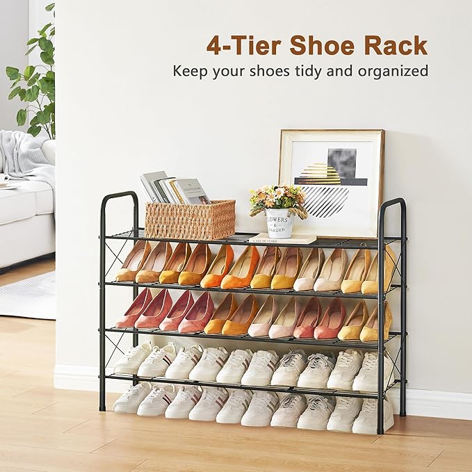 Hoctieon 4 Tier Mesh Style Shoe Rack, Entryway Shoe Shelf, Shoe Storage - Image 4