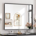Keonjinn Black Framed Mirror 42 x 36 Inch Bathroom Vanity Mirror by Keonjinn