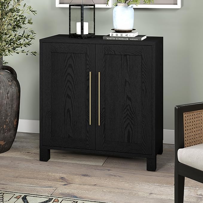 Henn&Hart 28" Wide Rectangular Accent Cabinet in Natural Black, - Image 6