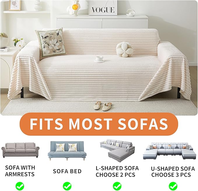 HAOMAIJIA Faux Fur Sofa Covers Couch Covers - Image 6