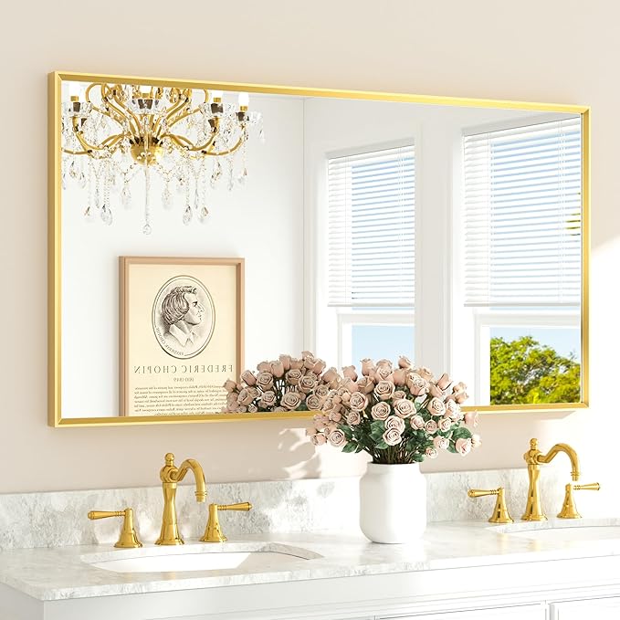 TETOTE Brushed Gold Bathroom Mirror by TETOTE
