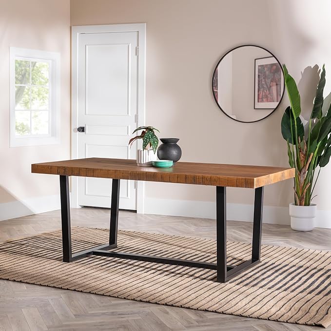 Walker Edison Durango Distressed Solid Wood Dining Table, 72 Inch, Rustic Oak - Image 2