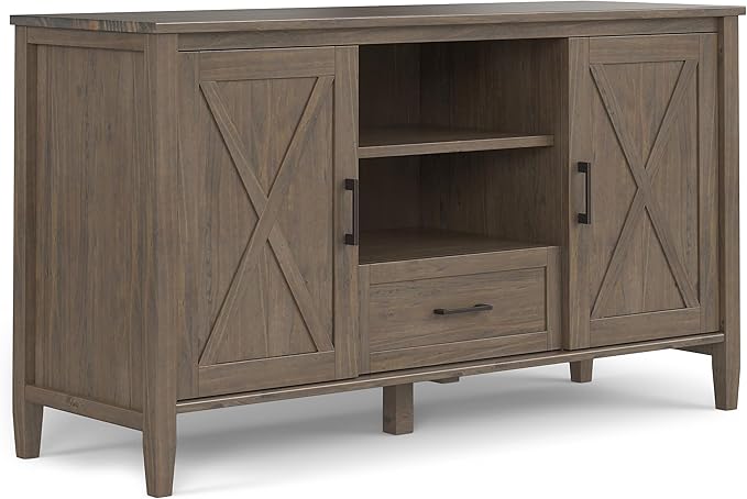SIMPLIHOME Ela Solid Wood 53 inch Wide Transitional TV Media Stand in Smoky by SimpliHome