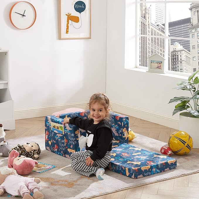 Ulax furniture Kids Sofa Couch, Children Flip-Out Chair 2-in-1 Toddler Chairs - Image 4