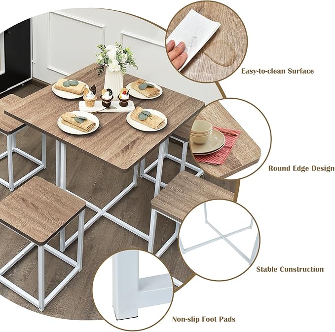 Giantex 5 Piece Dining Table Set, Dining Set - Image 4