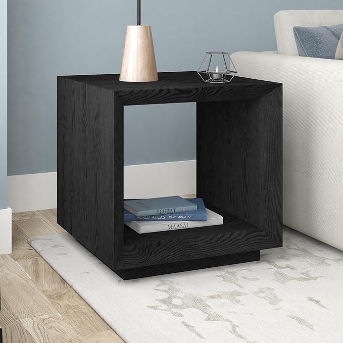 Henn&Hart 22" Wide Rectangular Side Table in Natural Black, - Image 2