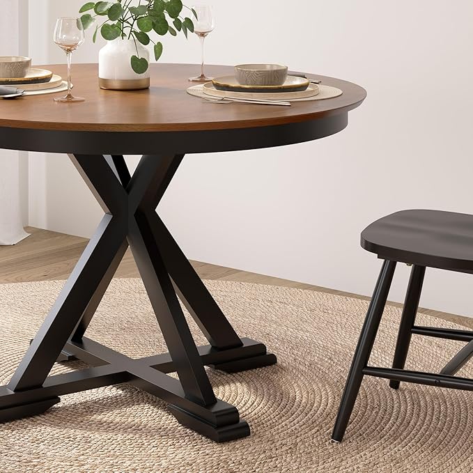 Bush Furniture Round Dining Table, 45 inch Trestle Design, Modern Transitional - Image 4