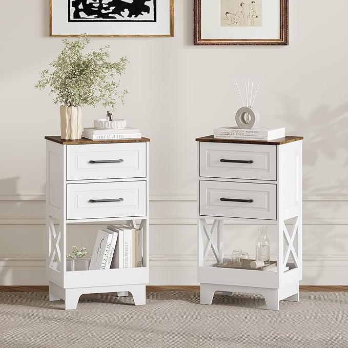 Tall Nightstand Set of 2 Side Table - Image 2