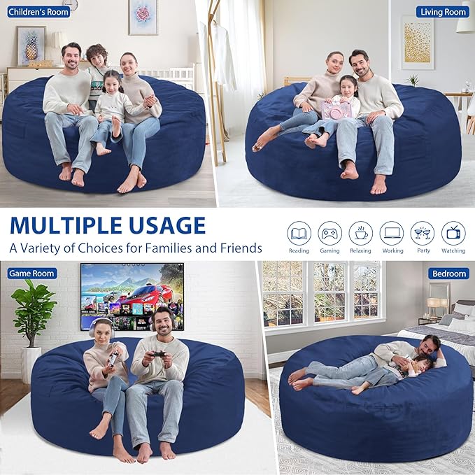 6FT Bean Bag Chair, Large Bean Bag Chairs - Image 5