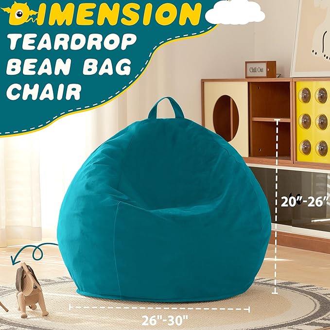HABUTWAY 2FT Bean Bag Chair, Teardrop Bean Bag Chair Luxurious Velvet Ultra - Image 3