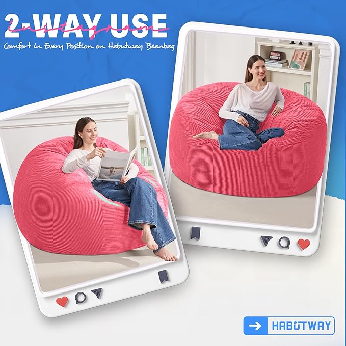 HABUTWAY 3FT Bean Bag Chair, Giant Bean Bag Chairs - Image 3