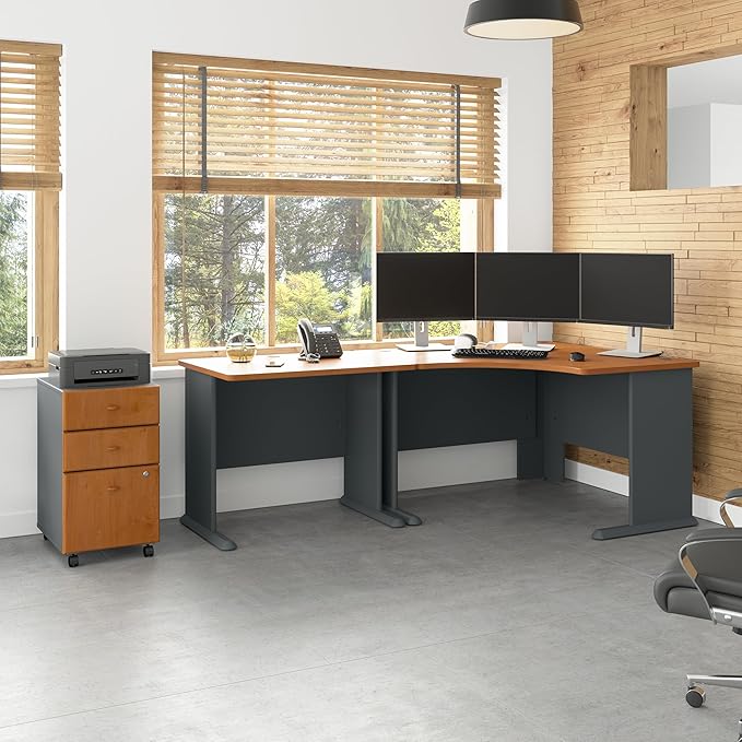 Bush Business Furniture Series A 36W Desk in Natural Cherry and Slate - Image 3