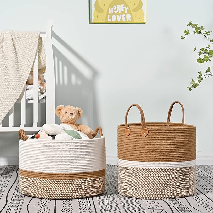 KAKAMAY Large Blanket Basket, Woven Baskets - Image 7