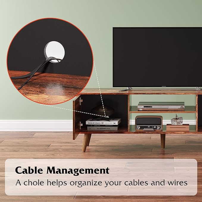 WLIVE TV Stand for 55 60 inch TV, Mid Century Modern TV Console, Entertainment - Image 8