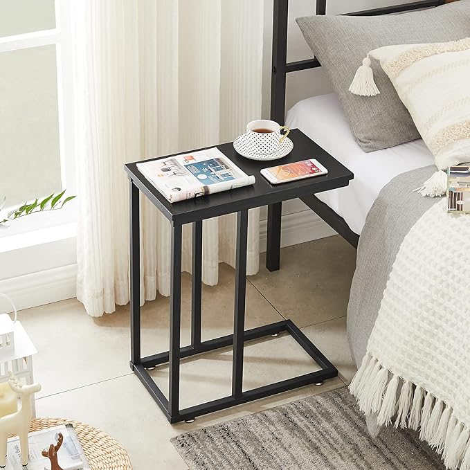 VECELO C Shaped End Side Table for Sofa Couch and Bed Snack TV Tray for Living - Image 6