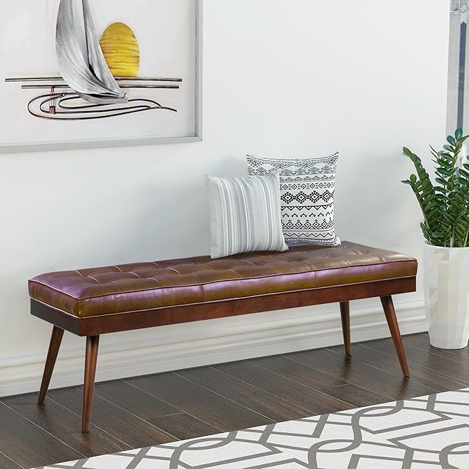 POLY & BARK Napa Luca Leather Bench in Cocoa Brown - Image 2