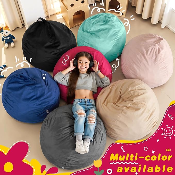 HABUTWAY 2FT Bean Bag Chair, Teardrop Bean Bag Chair Luxurious Velvet Ultra - Image 7