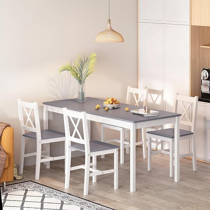 SogesPower Dining Table Set for 4, 5-Piece Wood Kitchen Dining Table Set - Image 2