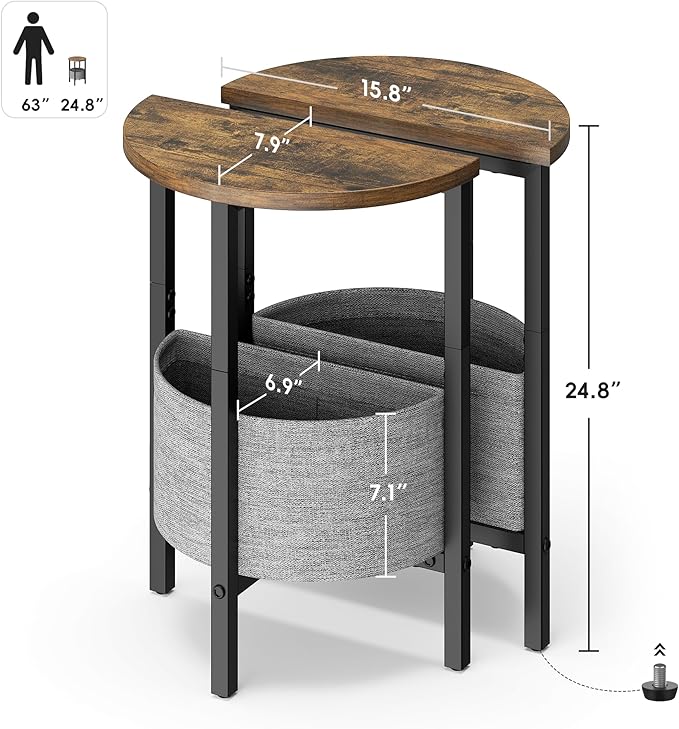 Vagusicc Small Round Side Table, Accent End Table - Image 3