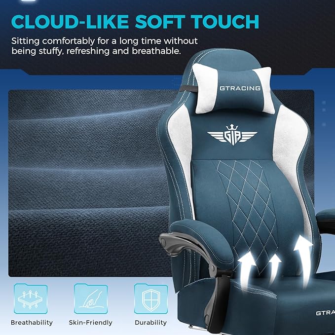GTPLAYER Big and Tall Gaming Chair Breathable Fabric Computer Chair - Image 4