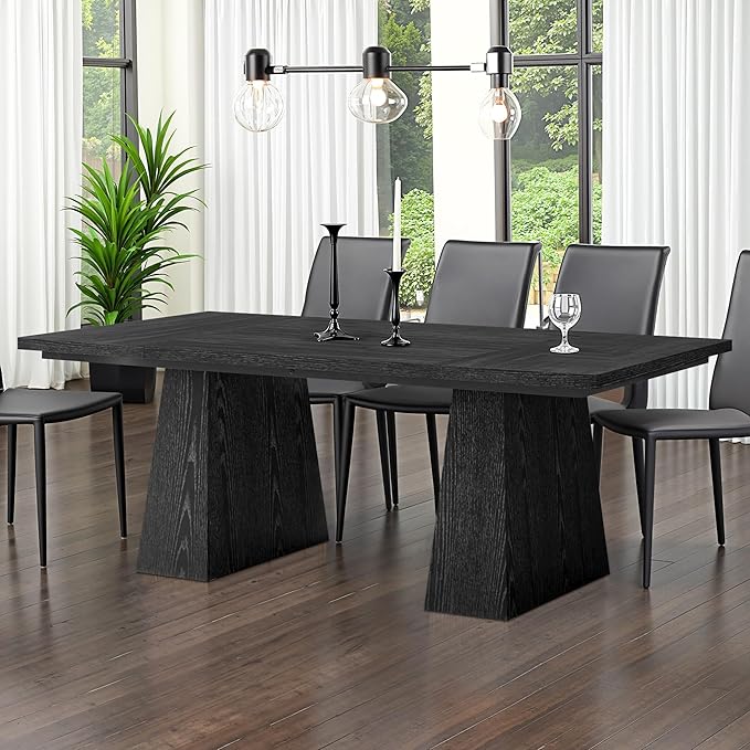 Round Dining Table for 4, Farmhouse Table for Dining Room, Living Room by HIGREENA