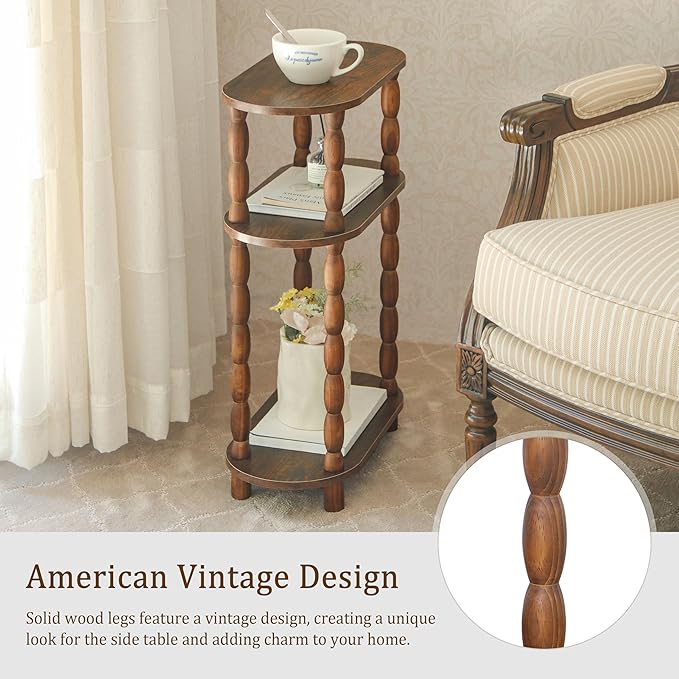 MaxSmeo Small Narrow Side Table, 3-Tier Narrow End Table - Image 5