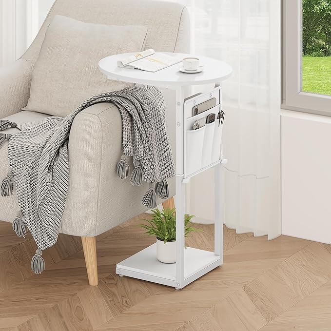 Vagusicc C Shaped End Table, Adjustable Height Small Side Table - Image 2