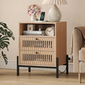 Vabches Nightstand with Charging Station and USB Ports, Industrial Style Fluted by Vabches
