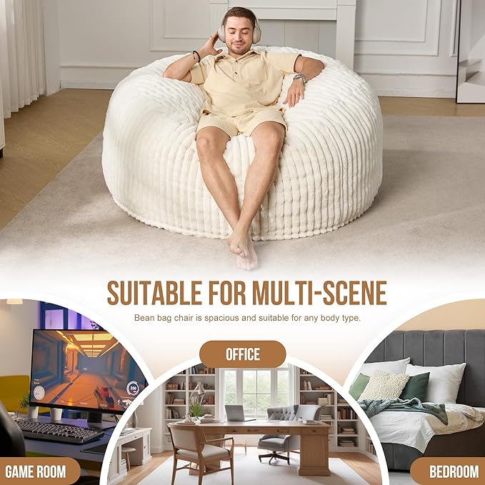 Hobestluk 5ft Bean Bag Chairs for Adults Large Beanbag Chair - Image 6