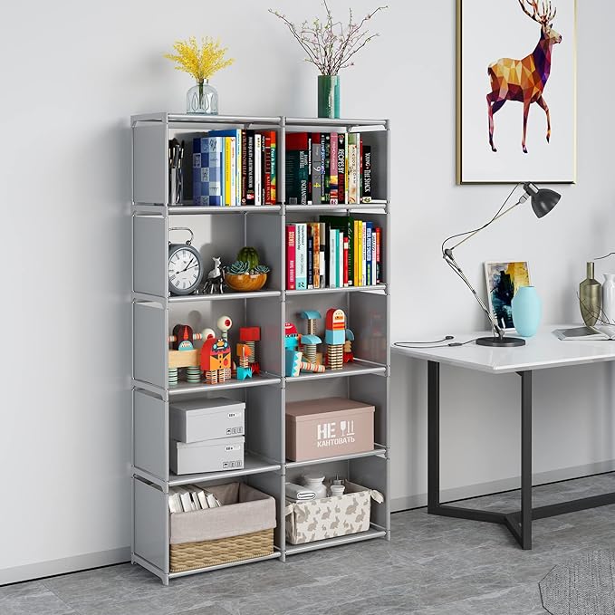 JIUYOTREE 6-Tiers Portable Bookshelf - Image 2