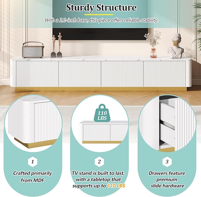 Merax Modern Fluted TV Stand Consoles - Image 6