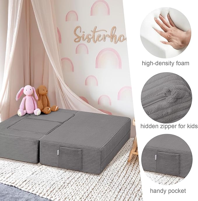 MeMoreCool Modular Kids Couch, Corduroy Play Toddler Couch - Image 7