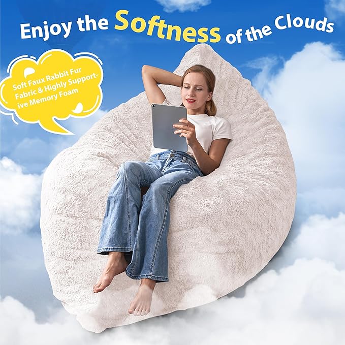HABUTWAY 4 in 1 Bean Bag Chair, Giant Memory Foam Filling Bean Bag Sofa - Image 6