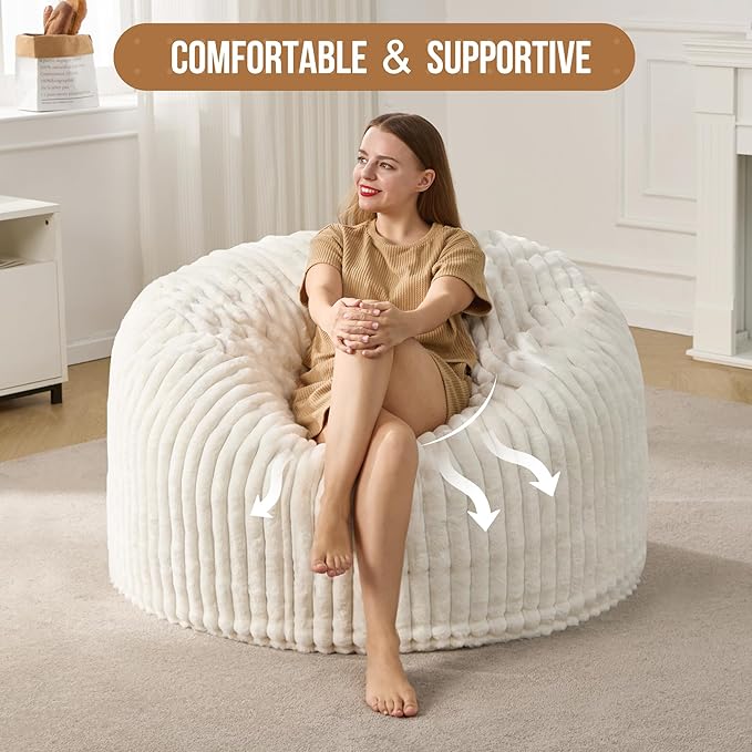 Hobestluk 4ft Bean Bag Chairs for Adults Large Beanbag Chair - Image 5