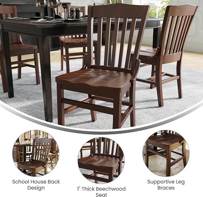 Flash Furniture Hercules Series School House Back Mahogany Wood Dining Chair - Image 5