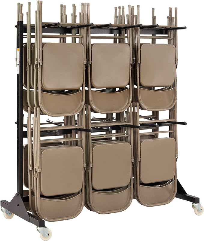 Safco 2 Tier Folding Chair Cart, Heavy Duty Powder Coated Storage Cart by SafcoProducts