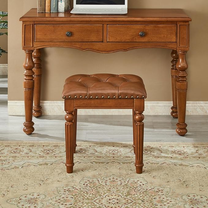Vanity Bench Stool with Microfiber Leather Cushion, Vanity Chair Ottoman - Image 4