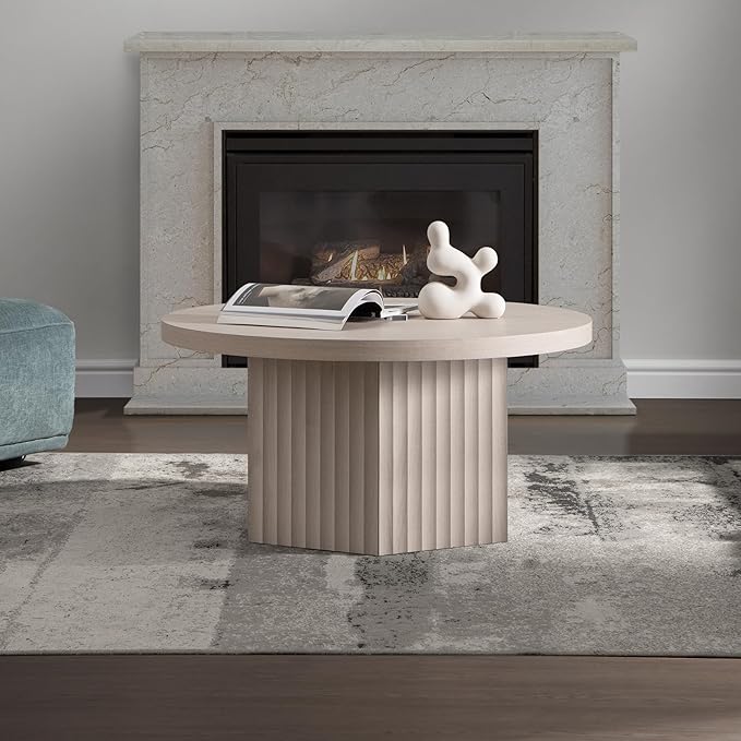 SICOTAS Round Coffee Table for Living Room, Mid Century Accent Tea Dining Table - Image 3