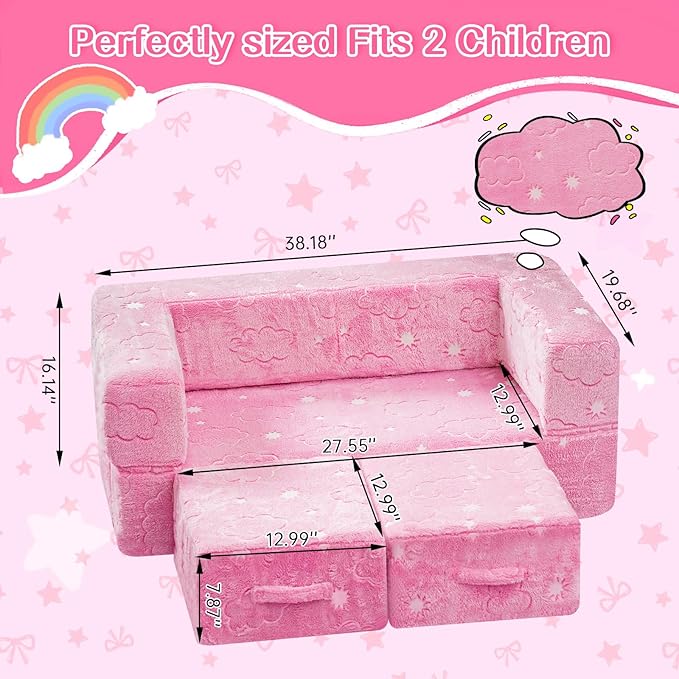 Lamerge Toddler Couch Glow in The Dark Toddler Fold Out Couch - Image 6