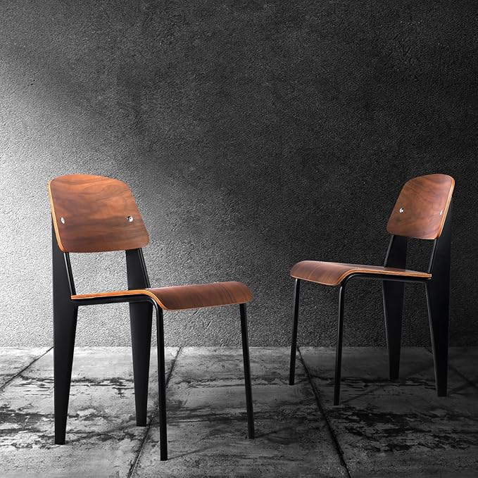 LOKKHAN Dining Chairs, Vintage Wood Metal Home Kitchen Breakfast Cafe Chairs - Image 2