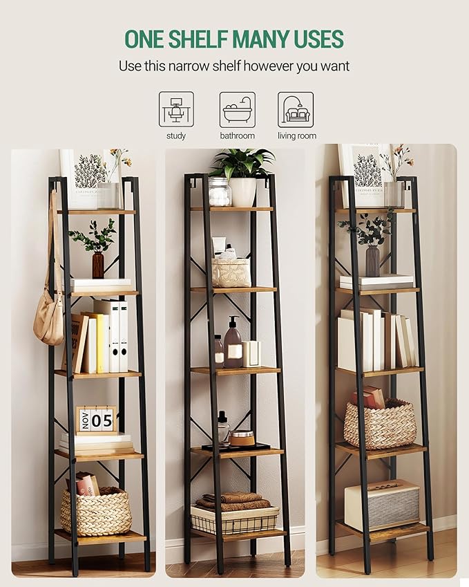 Ladder Shelf, Bookshelf Bookcase, Freestanding Corner Storage Shelve - Image 4
