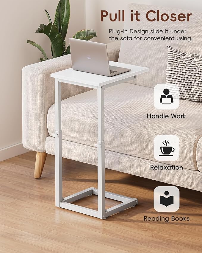 Vagusicc C Shaped End Table, Sofa Table That Slide Under, C Table End Table TV - Image 7