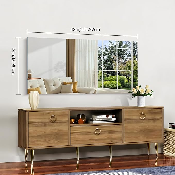 Frameless Mirror, 24x48 Inch Large Bathroom Mirrors - Image 3
