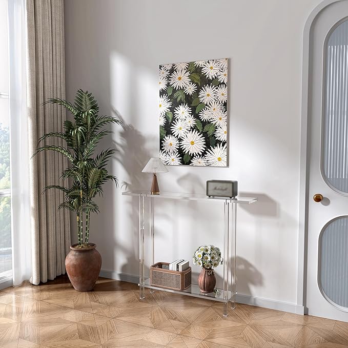 Acrylic Narrow Console Table for Entryway, 7.6" D x 39.4" W x 31.5" H, Square - Image 7