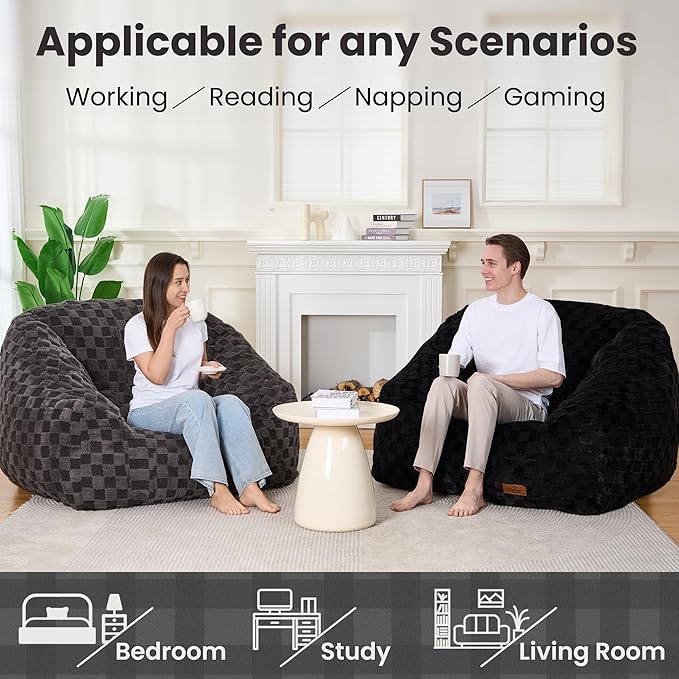 Bean Bag Chairs for Adults, Giant Beanbag Sofa Comfy Reading Chair, Oversized - Image 3