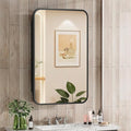16x24 Inch Black Mirror Medicine Cabinet Metal Framed Recessed Wall Mounted by ACEMIRO
