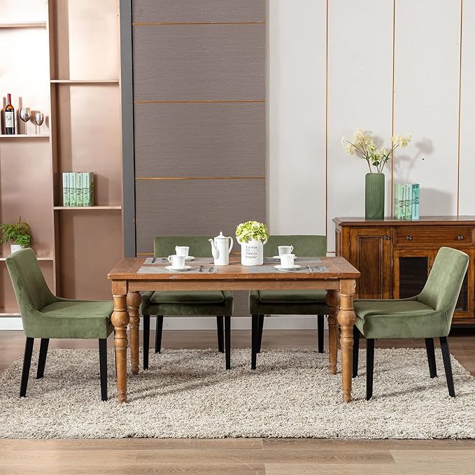 COLAMY Modern Dining Chairs Set of 2, Upholstered Corduroy Accent Side Chairs - Image 7